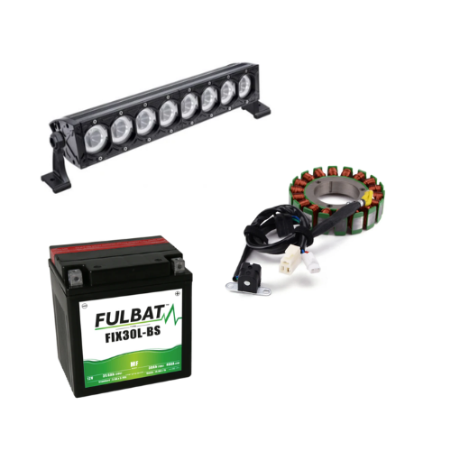 ATV elektronikos dalys keturračiams apvijos akumai LED apšvietimas