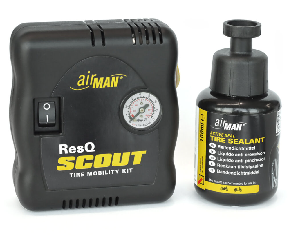 AirMan ResQ Scout 12 V kompresorius +100 ml padangų sandariklis