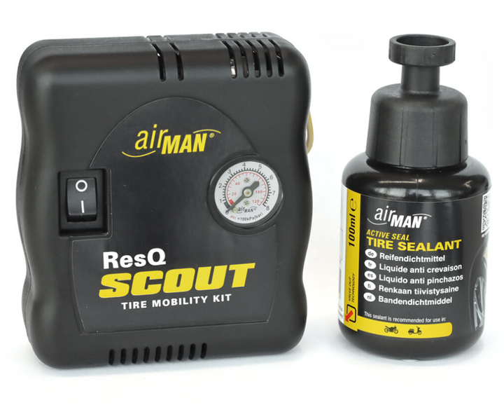 AirMan ResQ Scout 12 V kompresorius +100 ml padangų sandariklis