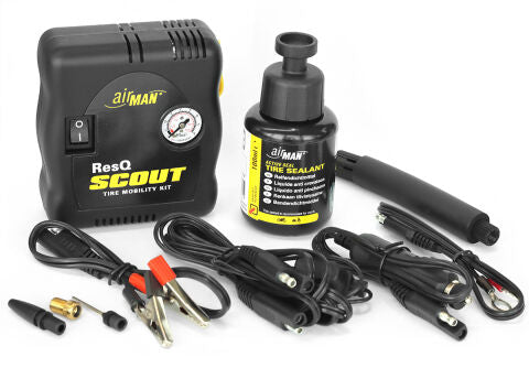 AirMan ResQ Scout 12 V kompresorius +100 ml padangų sandariklis