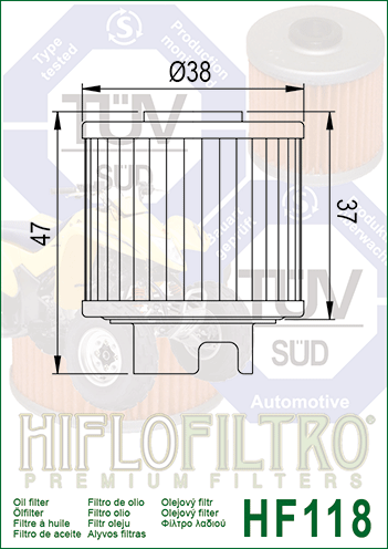 HIFLO Alyvos Filtras HONDA TRX125 ATC125 HF118