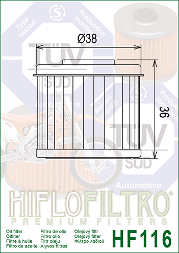 HIFLO Alyvos Filtras HONDA TRX450 R/ER HF116