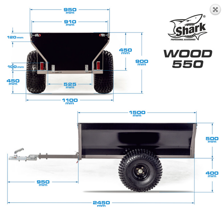 SHARK ATV PRIEKABA WOOD 550 JUODA