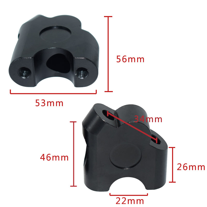 Vairo tvirtinimas universalus juodas 22mm į 22mm kampinis
