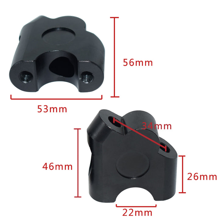Vairo tvirtinimas universalus juodas 22mm į 22mm kampinis